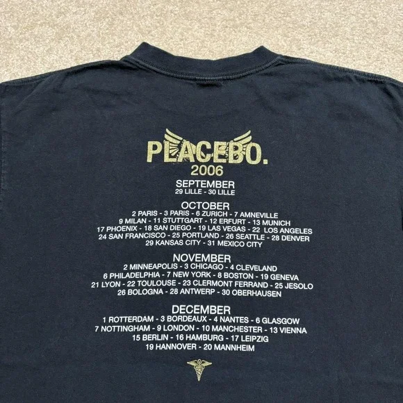 Vtg Placebo Band Shirt Mens Large Black 2006 Meds Tour Indie Alt Rock Grunge - Picture 4 of 7